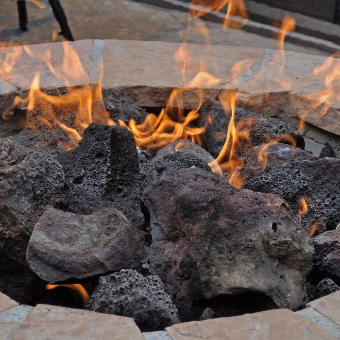 patio firepit lit during winter
