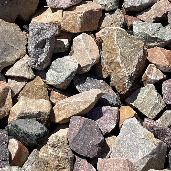 Multi colored crushed landscaping rocks